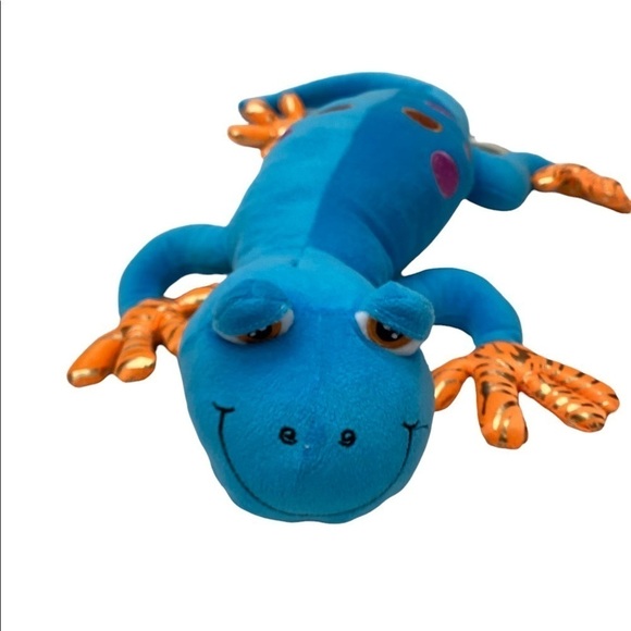Fun Express Plush Chameleon Blue Iridescent Spots - Picture 1 of 9